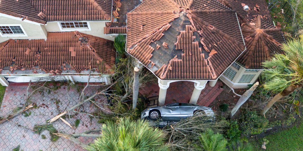 House Damaged Severely In The Preserve Neighbourhood 