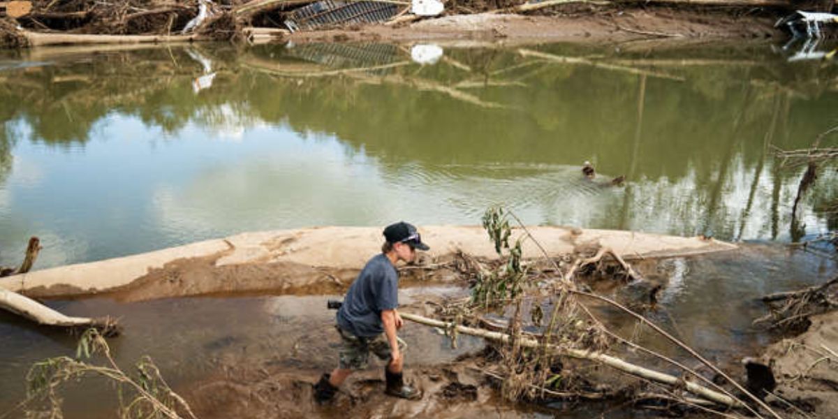 9-Year-Old Boy Walks Along The Cane River