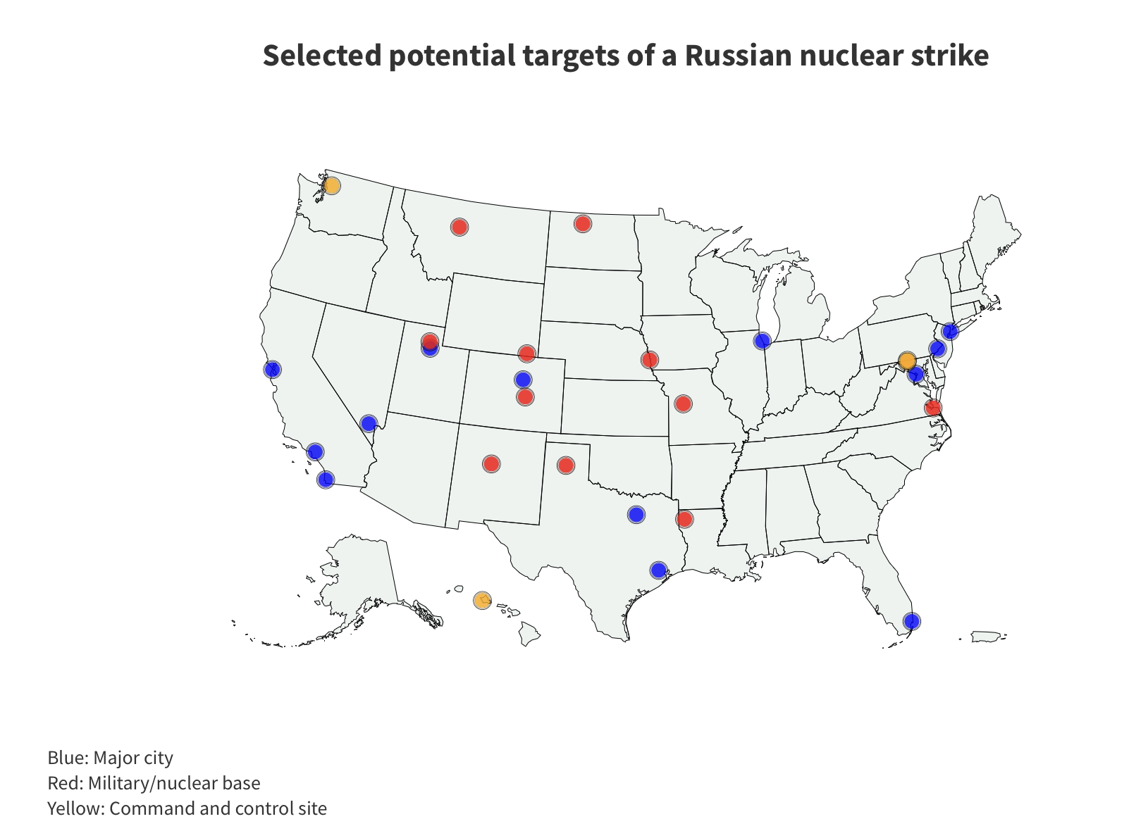 Areas of USA on Russian Targets