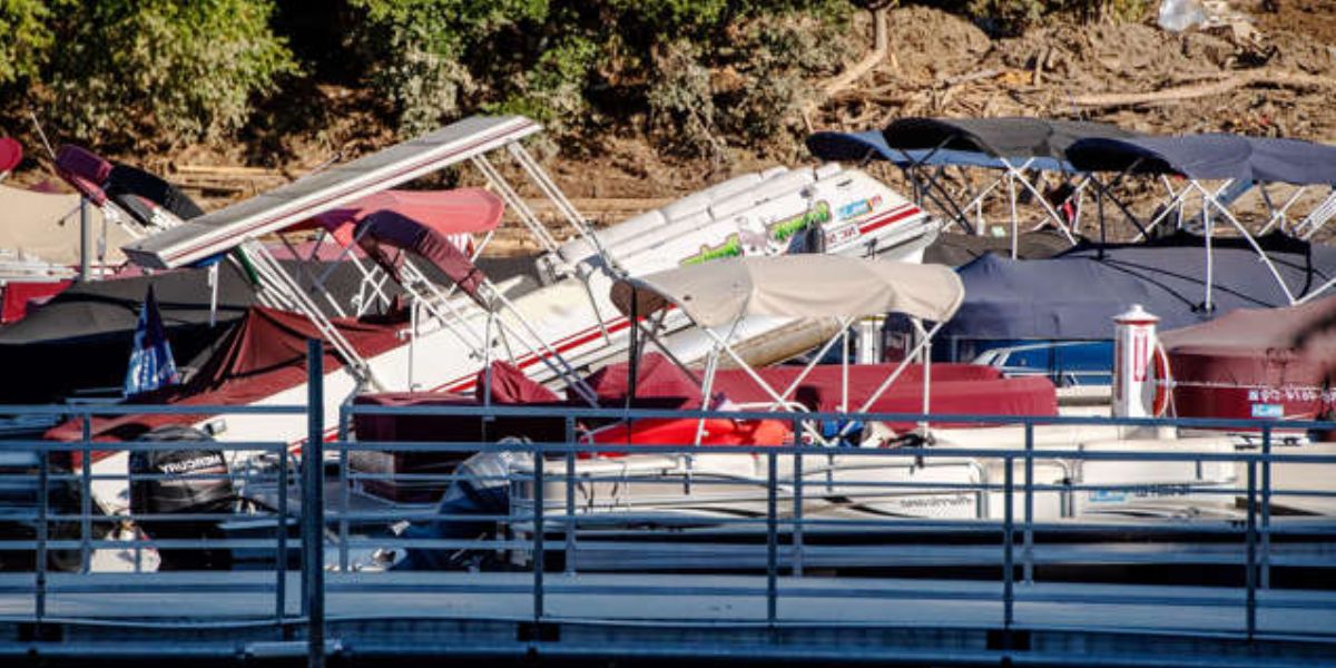 Boats Stacked Up Together On Lake Lure