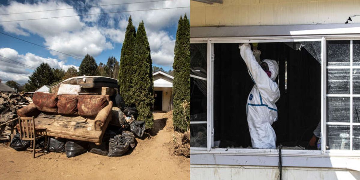 Destroyed Possessions Of Mark Dempsey Piled Up Outside His House