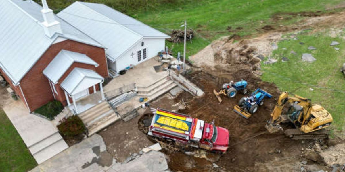 Fire Engine Pulled Out Of A Pit