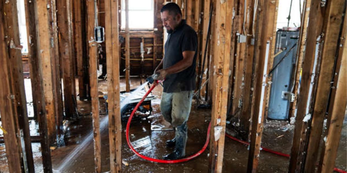 Landscaper Power Washes His Home After Hurricane Helene