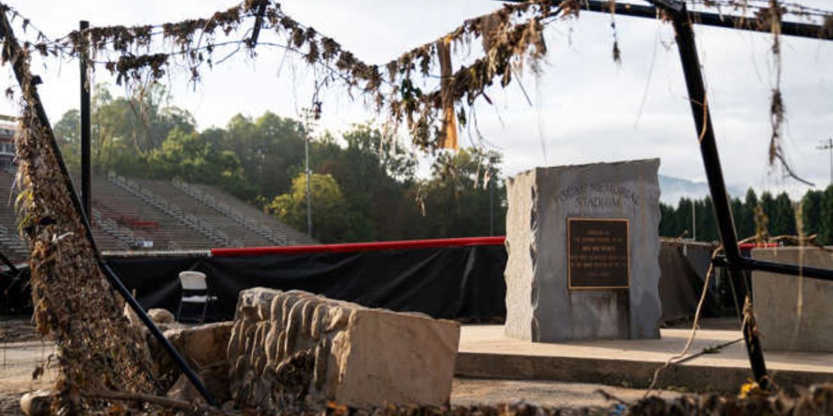 Pisgah Memorial Stadium Football Field Damaged