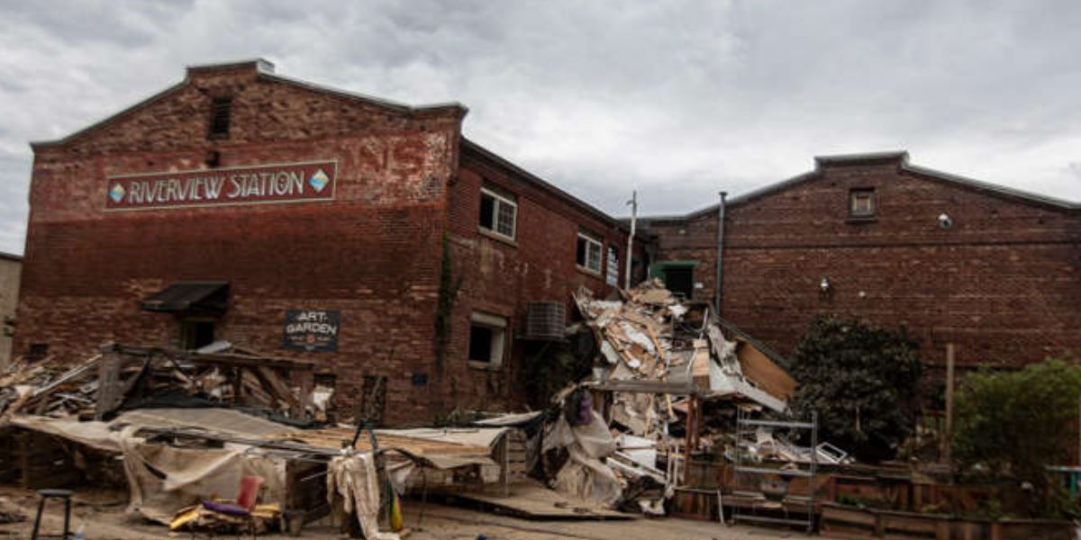 Riverview Station Surrounded By Debris