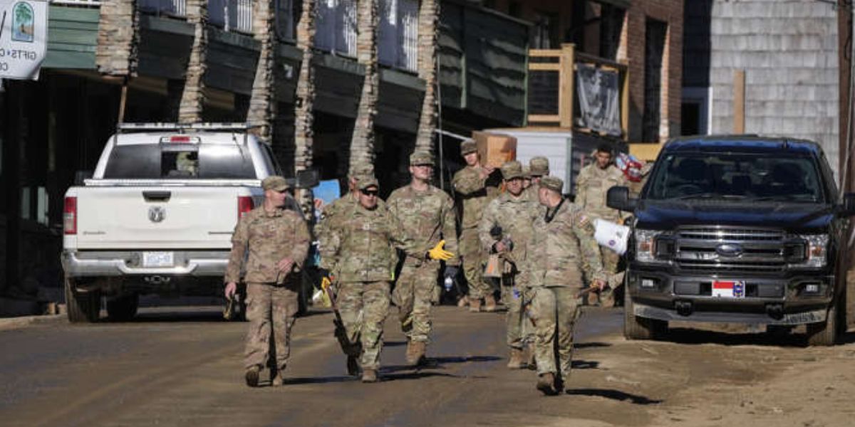 Soldiers Help In Cleaning The Bubba O'Leary's General Store