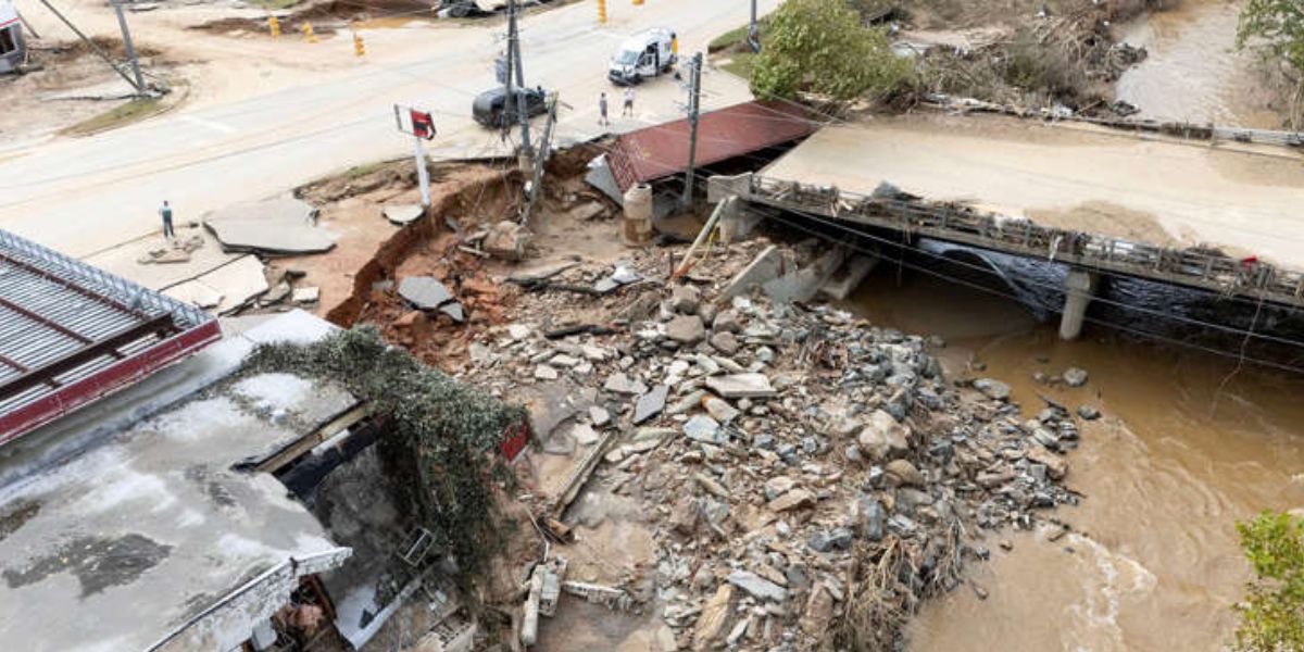 Whiston Avenue Bridge Heavily Destroyed By Hurricane Helene