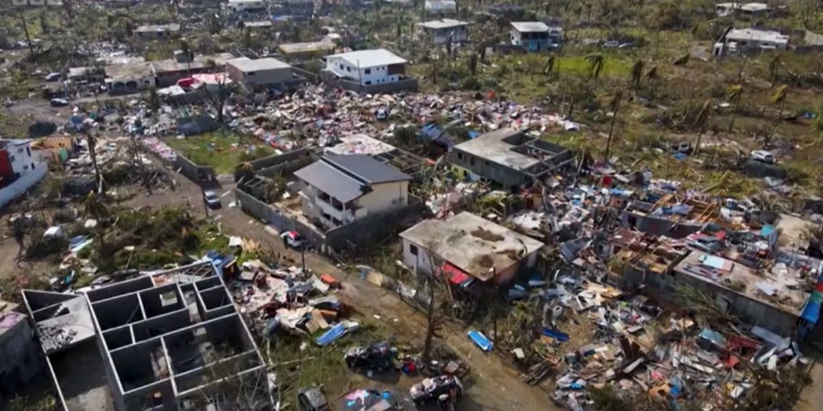 Ariel View Shows Trail Of Destruction By Cyclone Chido