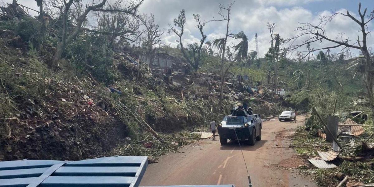 French Gendarmerie Forces Pass Through A Damaged Area