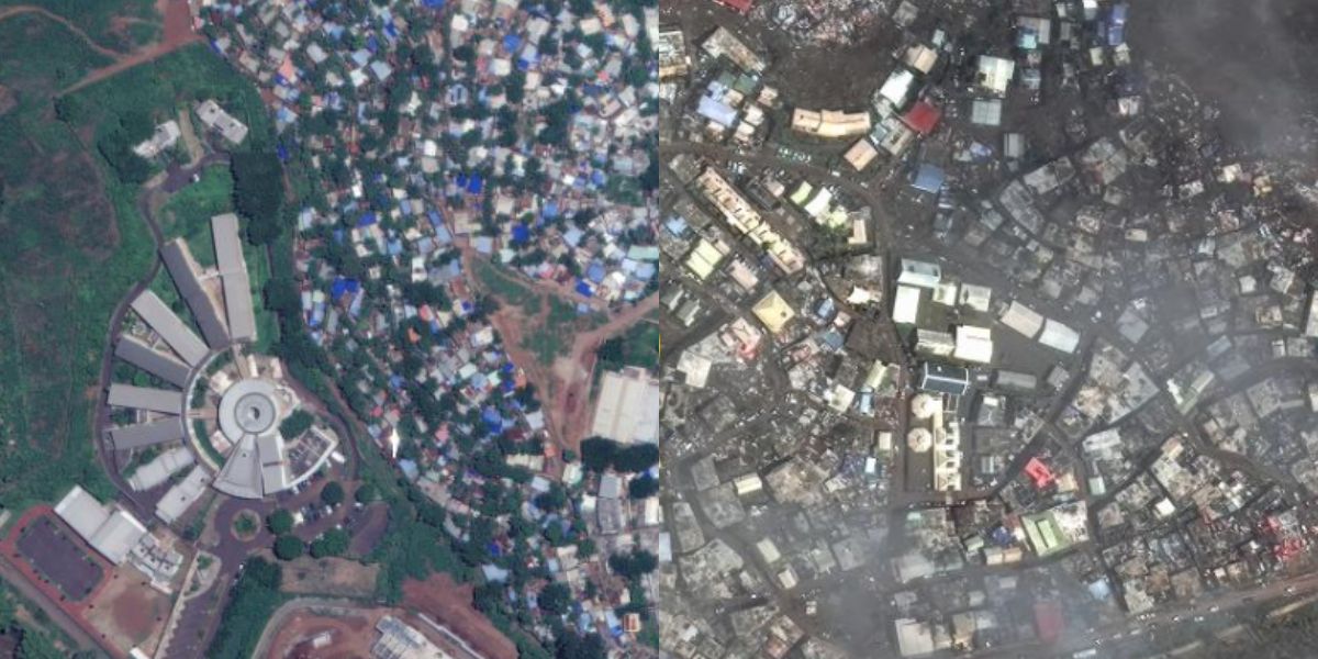 View Of College De Kwale In Mamoudzou Before And After The Cyclone